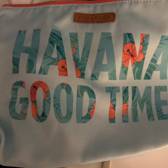 NWOT Pura Vida ‘Havana Good Time’ Makeup Bag in Blue Multi OS - Picture 7 of 11